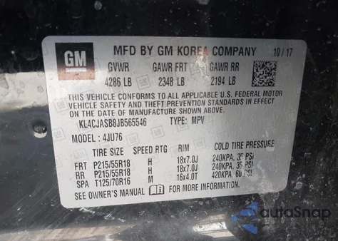 2018 Buick Encore Preferred z USA, uszkodzony, nr VIN KL4CJASB8JB565546